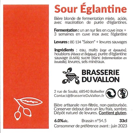 Etiquette BRASSERIE DU VALLON 12