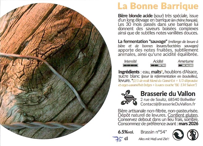 Etiquette BRASSERIE DU VALLON 13