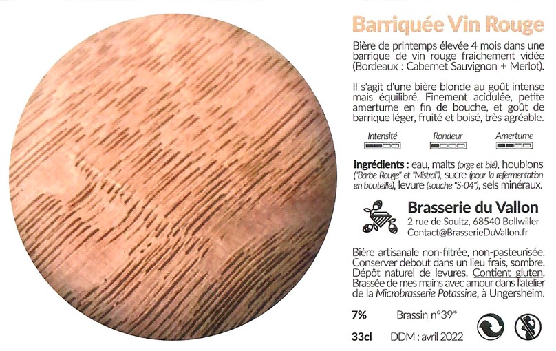 Etiquette BRASSERIE DU VALLON 34