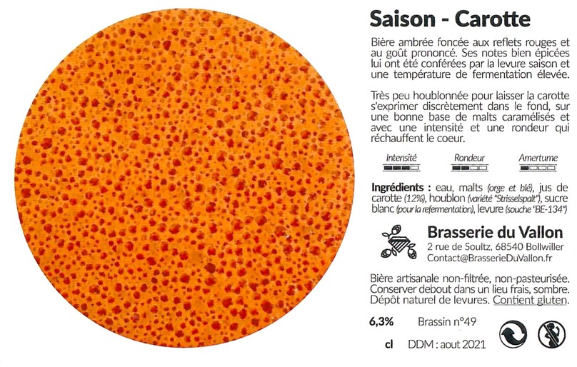 Etiquette BRASSERIE DU VALLON 38