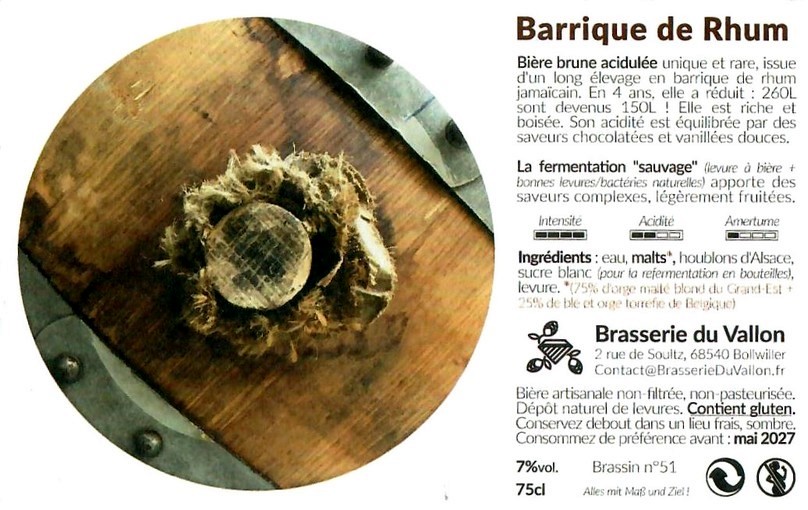 Etiquette BRASSERIE DU VALLON 39