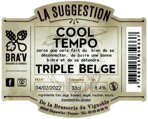 etiquette BRASSERIE DU VIGNOBLE 18