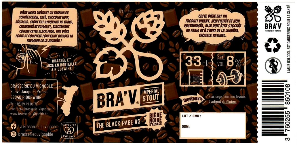 etiquette BRASSERIE DU VIGNOBLE 21