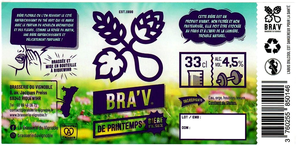 etiquette BRASSERIE DU VIGNOBLE 23