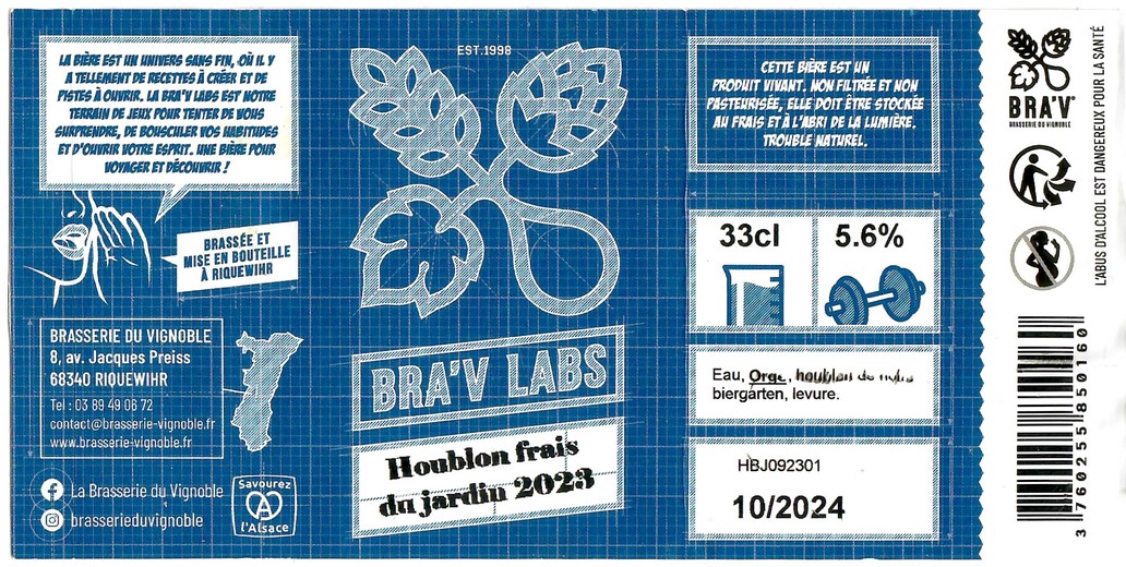 Etiquette BRASSERIE DU VIGNOBLE 45