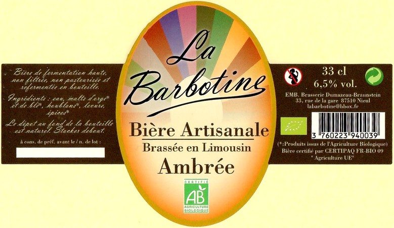 Etiquette BRASSERIE DUMAZEAU 03