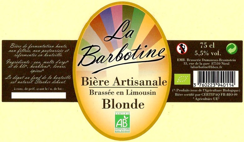 Etiquette BRASSERIE DUMAZEAU 07