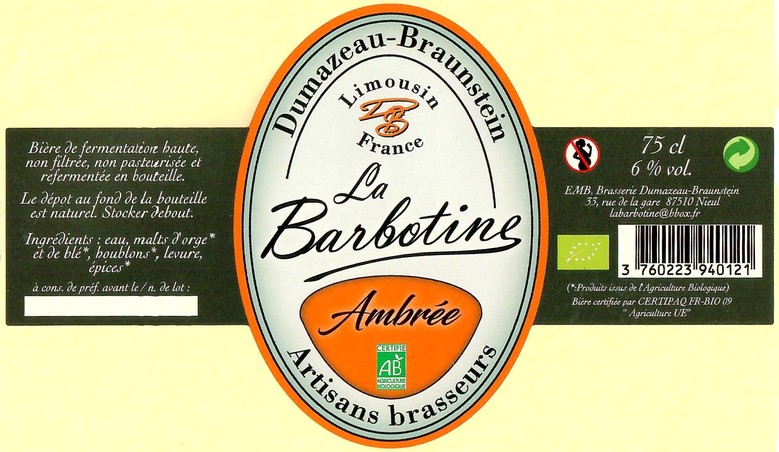 Etiquette BRASSERIE DUMAZEAU 09