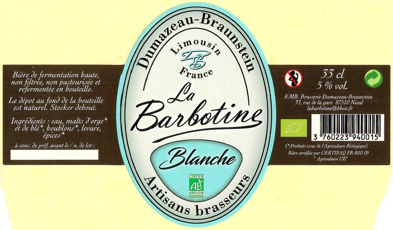 Etiquette BRASSERIE DUMAZEAU 10