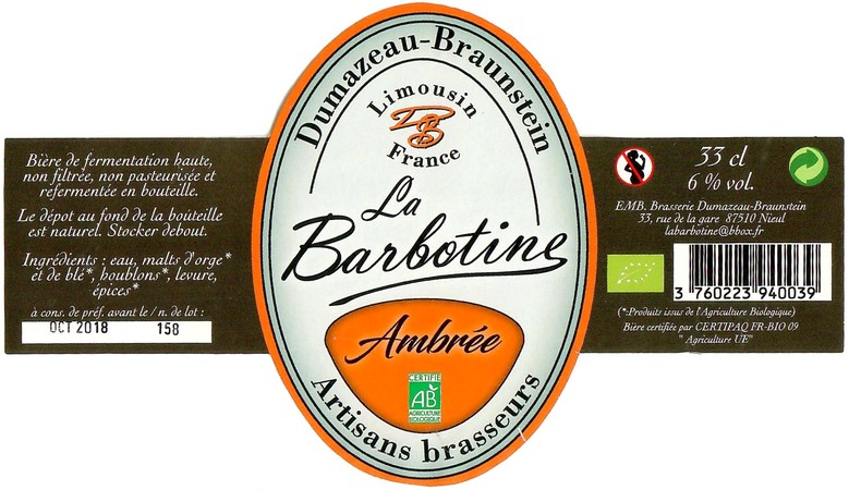 Etiquette BRASSERIE DUMAZEAU 12
