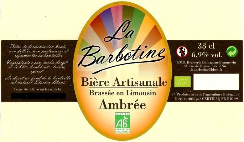 Etiquette BRASSERIE DUMAZEAU 13