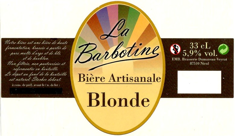 Etiquette BRASSERIE DUMAZEAU 16