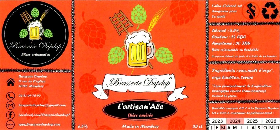 Etiquette BRASSERIE DUPDUP 06