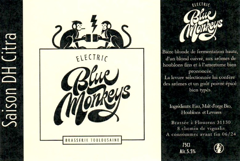 Etiquette BRASSERIE ELECTRIC BLUE MONKEYS 01
