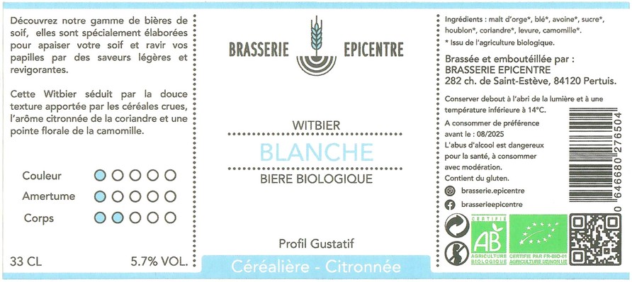 Etiquette BRASSERIE EPICENTRE 01