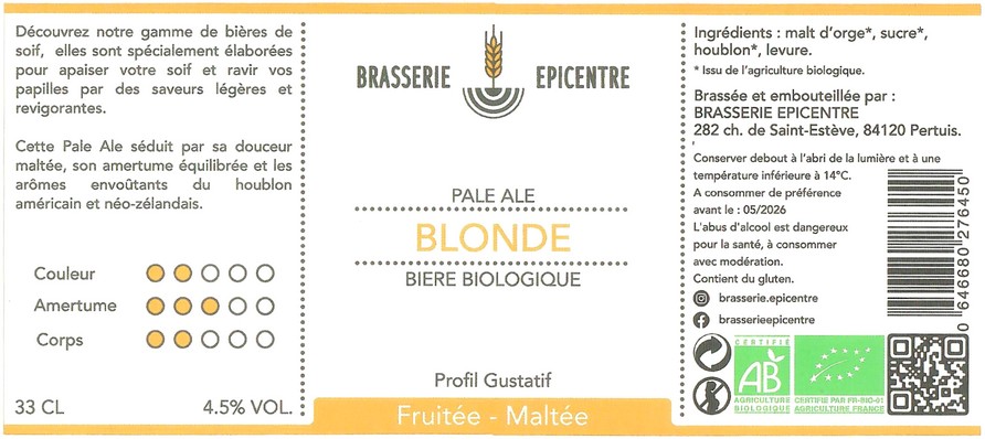 Etiquette BRASSERIE EPICENTRE 02