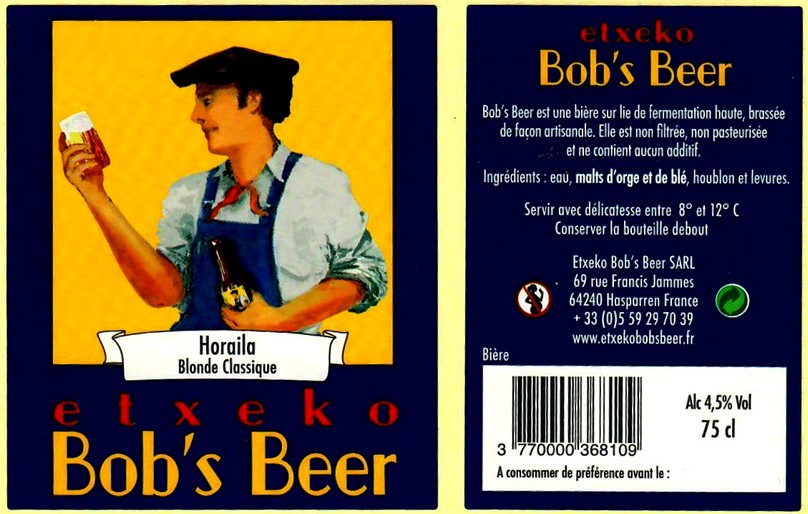 Etiquette BRASSERIE ETXEKO BOBS BEER 09