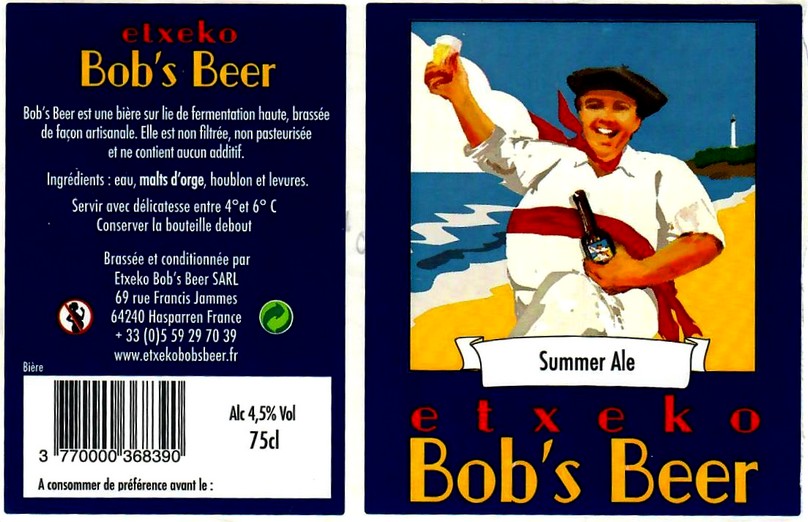 Etiquette BRASSERIE ETXEKO BOBS BEER 11