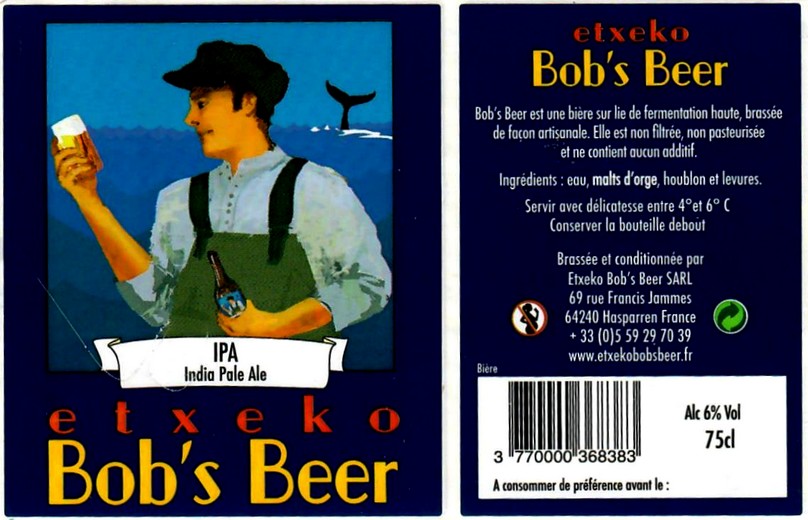 Etiquette BRASSERIE ETXEKO BOBS BEER 13