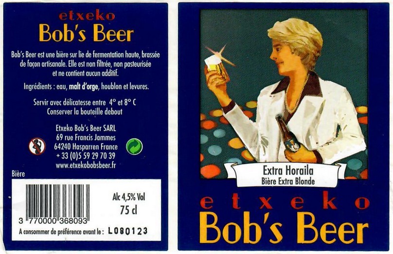 Etiquette BRASSERIE ETXEKO BOBS BEER 14