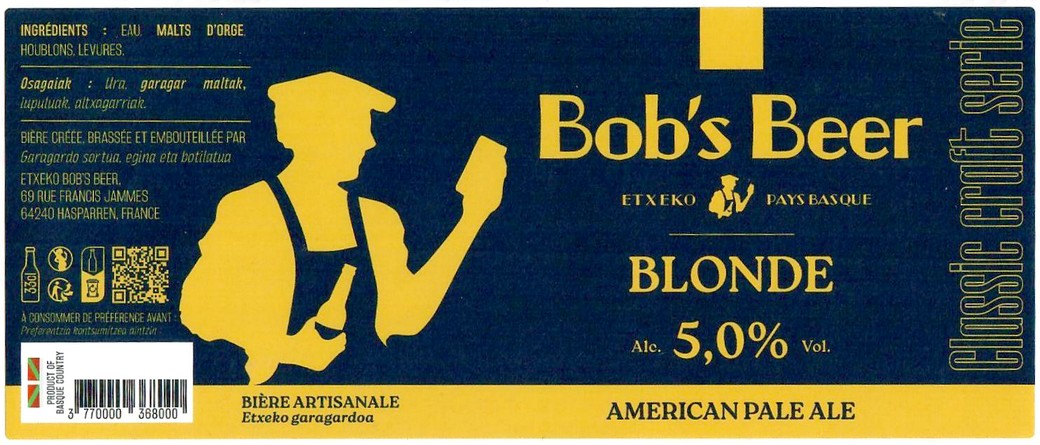 Etiquette BRASSERIE EXTEKO BOBS BEER 15