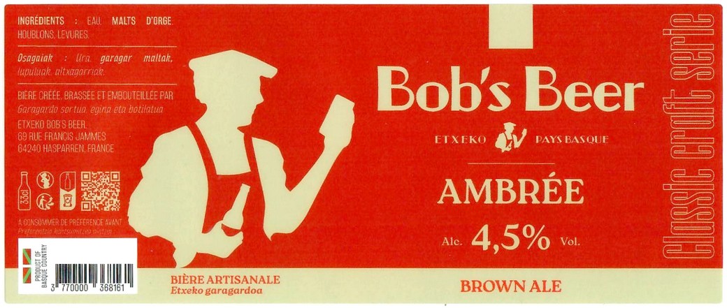 Etiquette BRASSERIE EXTEKO BOBS BEER 18