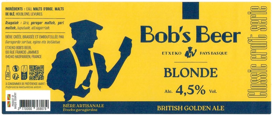 Etiquette BRASSERIE EXTEKO BOBS BEER 20