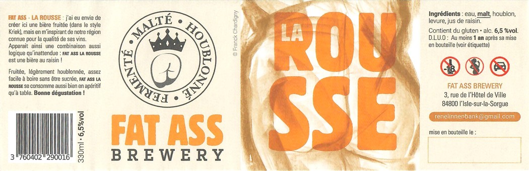 Etiquette BRASSERIE FAT ASS BREWERY 12