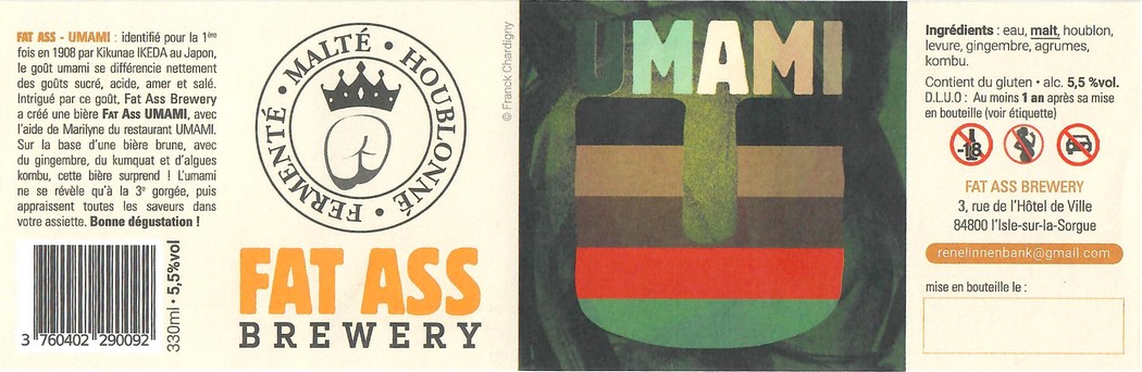 Etiquette BRASSERIE FAT ASS BREWERY 18
