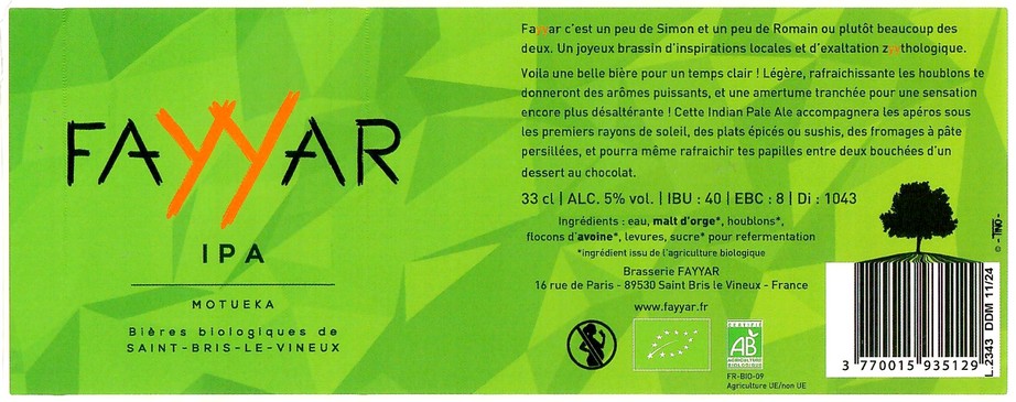 Etiquette BRASSERIE FAYYAR 16