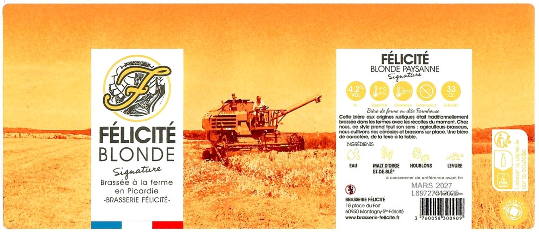 Etiquette BRASSERIE FELICITE 33