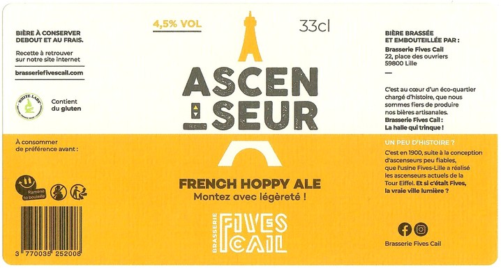 Etiquette BRASSERIE FIVES CAIL 01