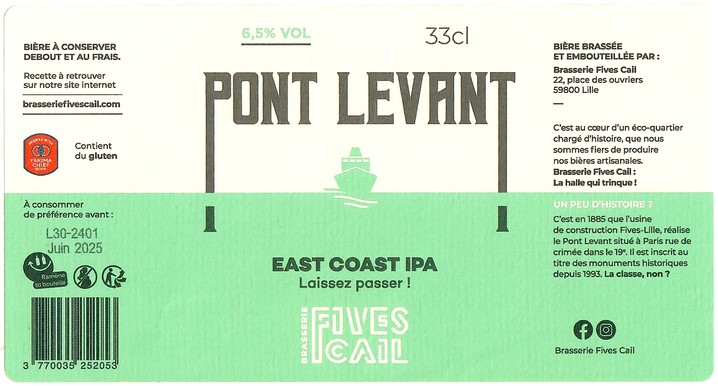 Etiquette BRASSERIE FIVES CAIL 02