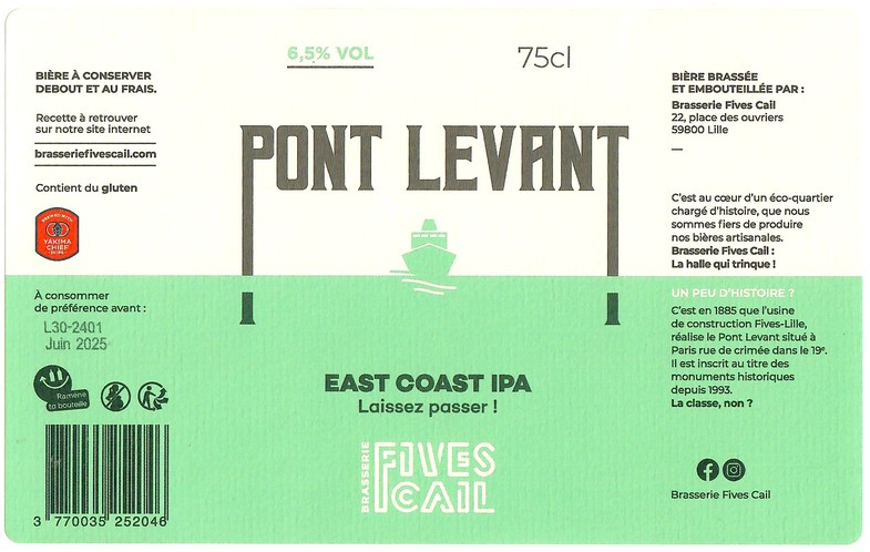 Etiquette BRASSERIE FIVES CAIL 08