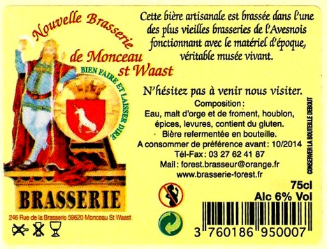 etiquette BRASSERIE FOREST 01 BIS