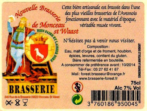 etiquette BRASSERIE FOREST 08 BIS