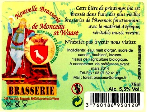 etiquette BRASSERIE FOREST 09 BIS