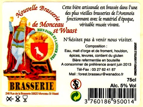 etiquette BRASSERIE FOREST 10 BIS