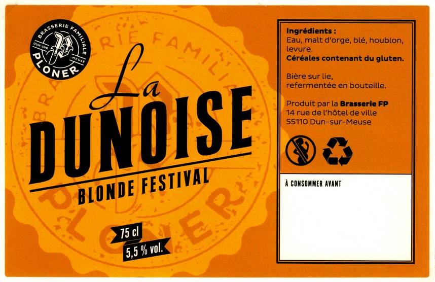 etiquette BRASSERIE FP LA DUNOISE 08
