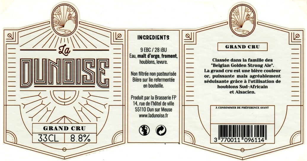 etiquette BRASSERIE FP LA DUNOISE 19