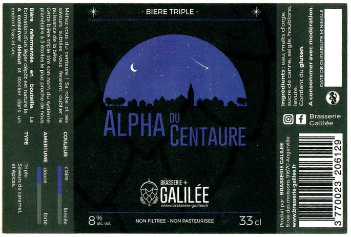 Etiquette BRASSERIE GALILEE 12