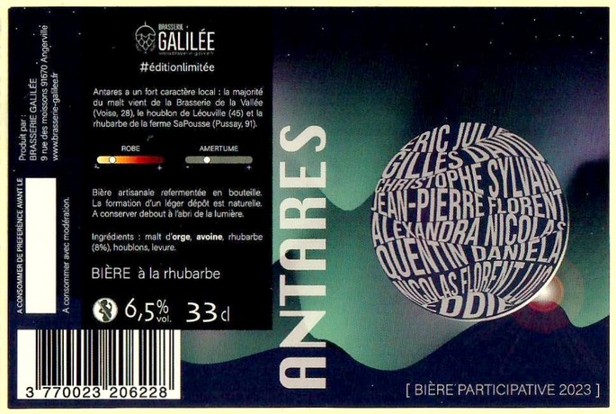 Etiquette BRASSERIE GALILEE 21