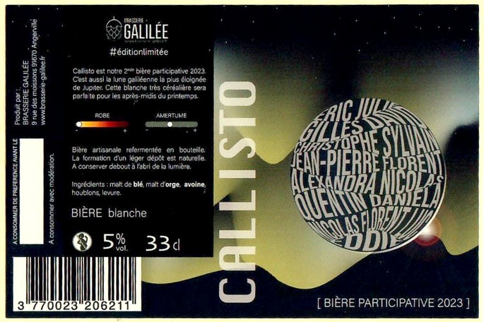 Etiquette BRASSERIE GALILEE 22