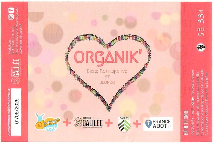 Etiquette BRASSERIE GALILEE 29