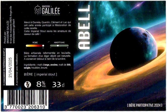 Etiquette BRASSERIE GALILEE 30