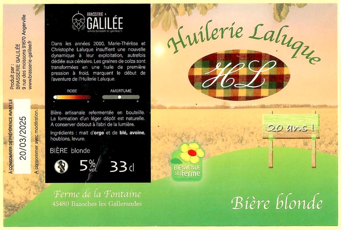 Etiquette BRASSERIE GALILEE 33