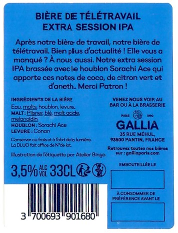 Etiquette BRASSERIE GALLIA 115B