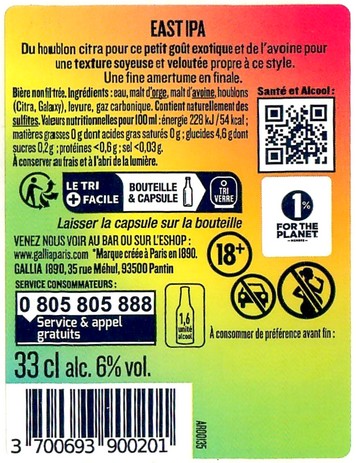 Etiquette BRASSERIE GALLIA 116B