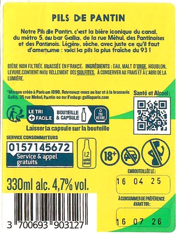 Etiquette BRASSERIE GALLIA 127B