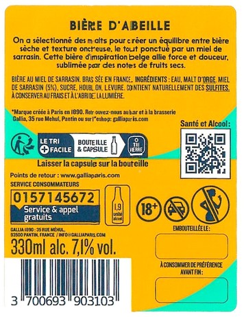 Etiquette BRASSERIE GALLIA 132B